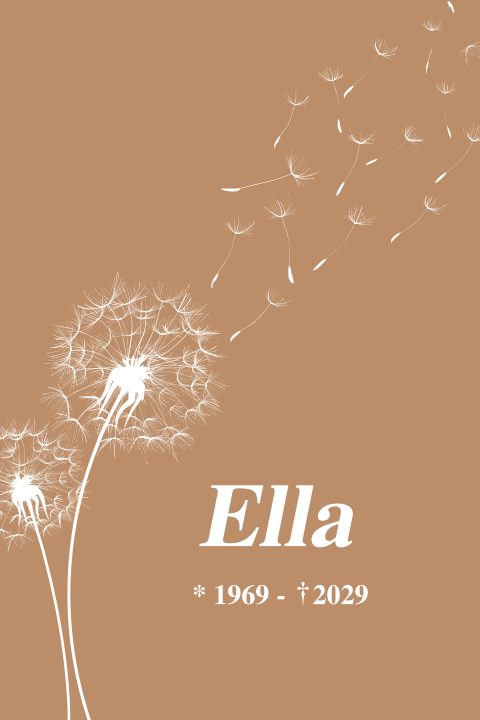 Rouwkaart neutraal met een silhouet van een paardenbloem