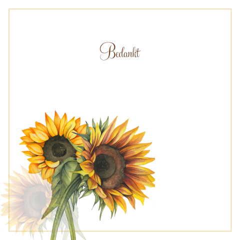 Bedankkaart met zonnebloemen