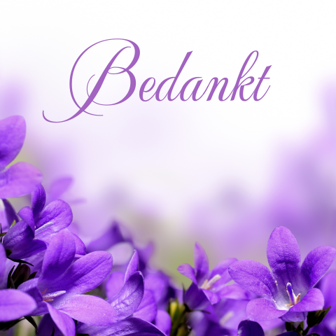 Dank betuiging paars tinten met bloemen