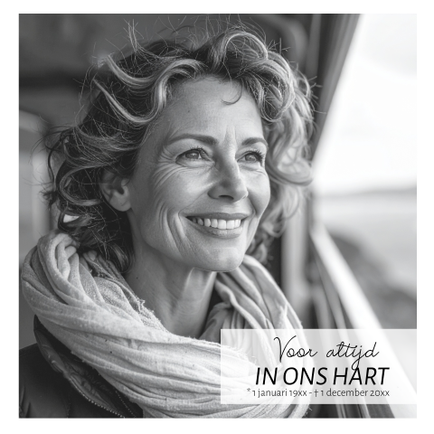 Bedankkaart minimalistisch voor een vrouw met vlak en portretfoto