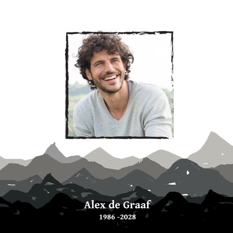 Dankbetuiging geïllustreerde bergen na overlijden