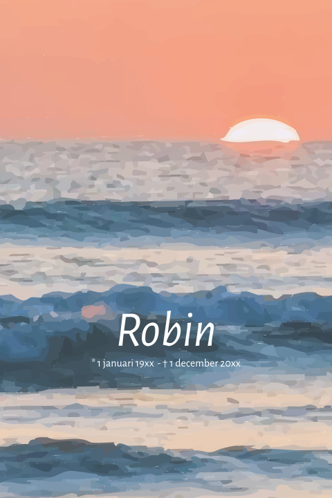 Rouwkaart man of vrouw met zee aquarel zonsondergang 