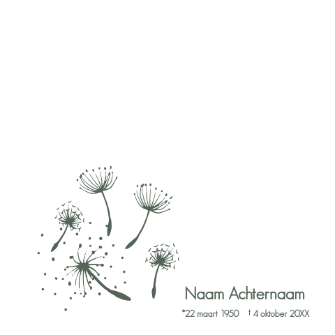 Rouwkaart met paardenbloem