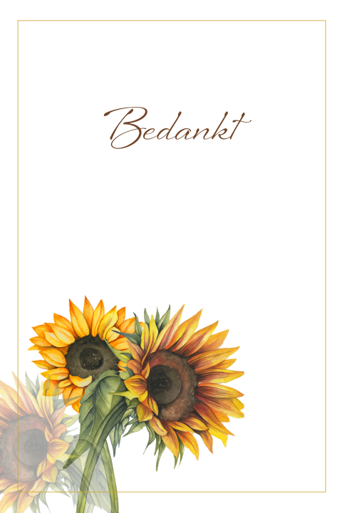 Bedankkaart na overlijden met zonnebloemen