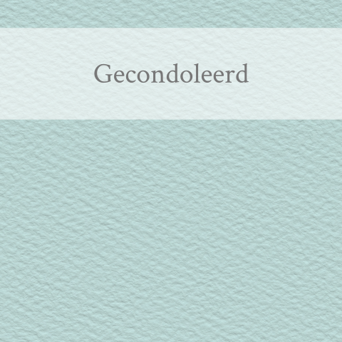 Gecondoleerd kaart blauw karton met witte tekstrand