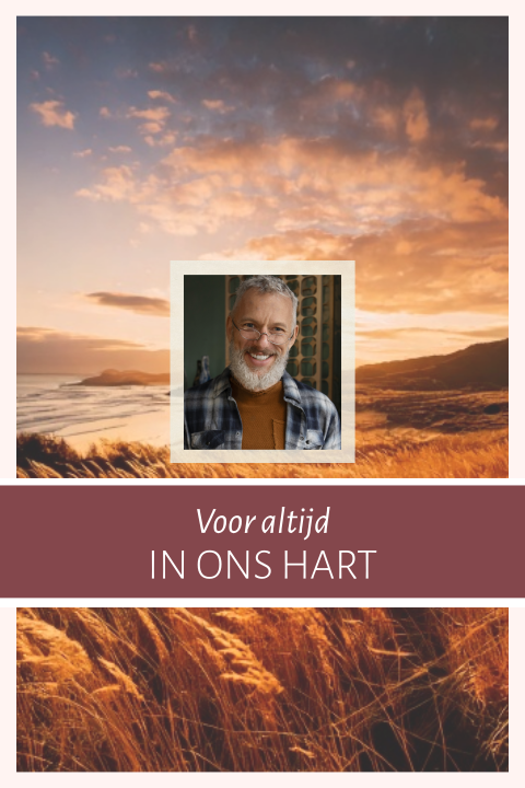 Bedankkaart na overlijden met foto van  strand en zon