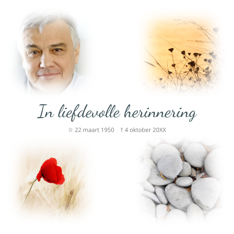 Bedankkaart na overlijden man met ruimte voor 4 foto