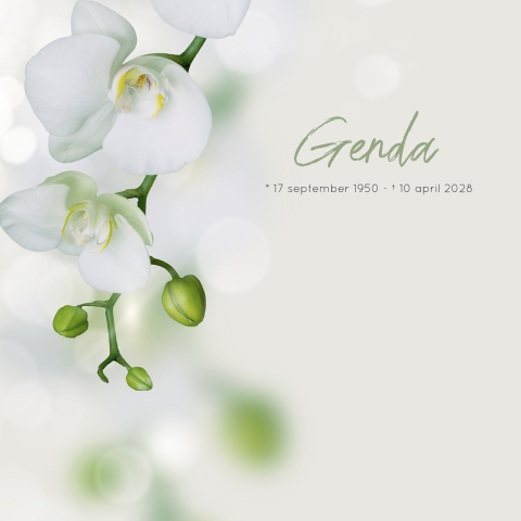 Mooie rouwkaart met witte orchidee