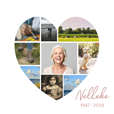 Rouwkaart foto collage hart herinneringen hobby natuur interesse