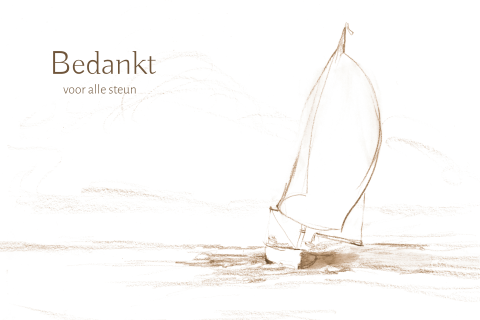 Bedankkaart zeilboot in sepia