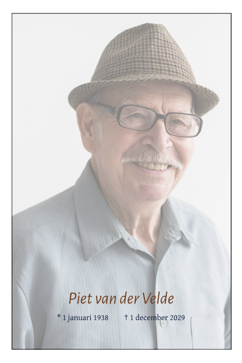 Klassiek rouwkaart met ruimte voor een eigen foto en kader