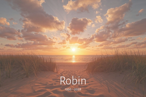 Rouwkaart zonsondergang boven de zee met duinen