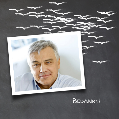 Unieke krijtbord bedankkaart getekende krijt vogels