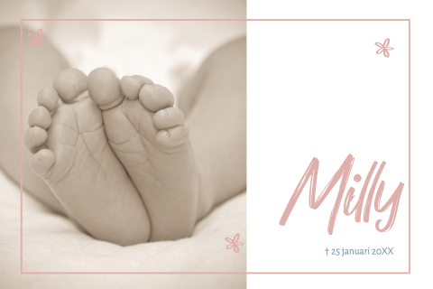 Rouwkaartje voor een baby meisje met foto 