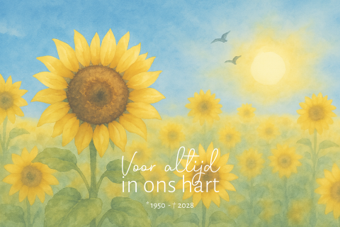 Bedankkaart rouw met vel met zonnebloemen