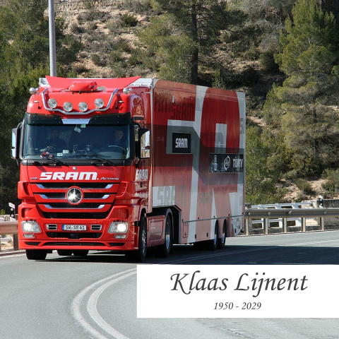 Rouwkaart met foto vrachtwagen voor een man vrachtwagenchauffeur