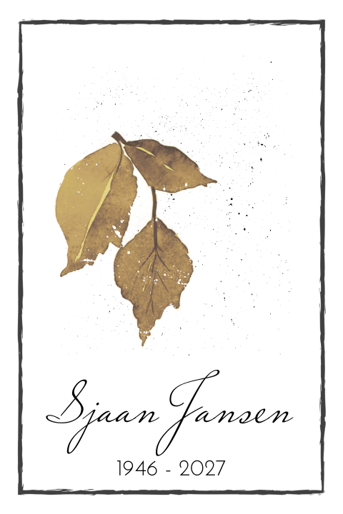 Rouwkaart met kader en herfstblad