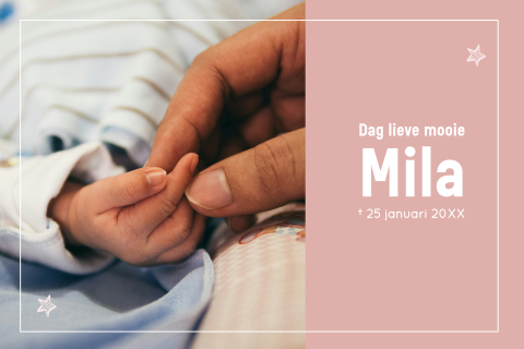 Rouwkaartje doodgeboren kindje meisje met foto