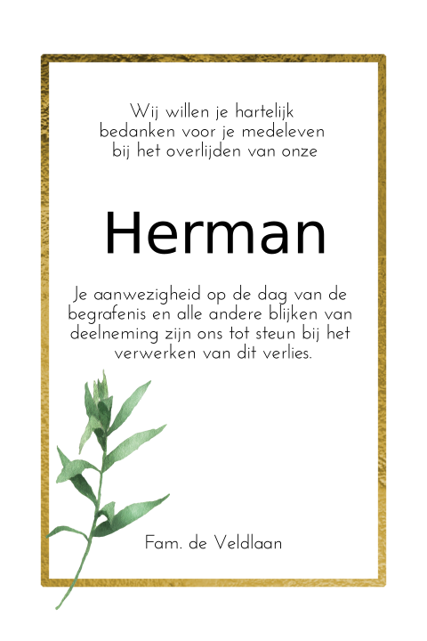 Bedankkaart groen takje