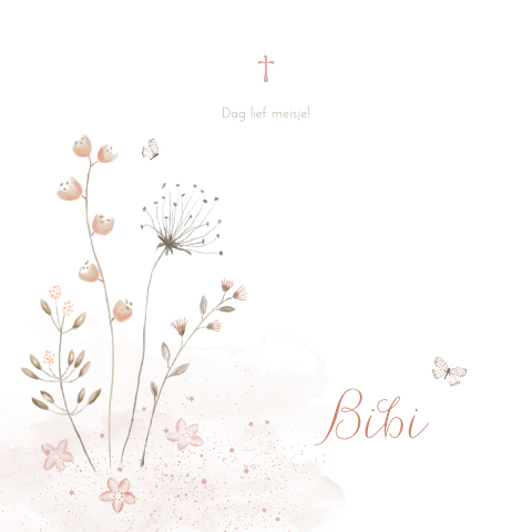 Rouwkaartje met waterverf bloemen voor dochtertje