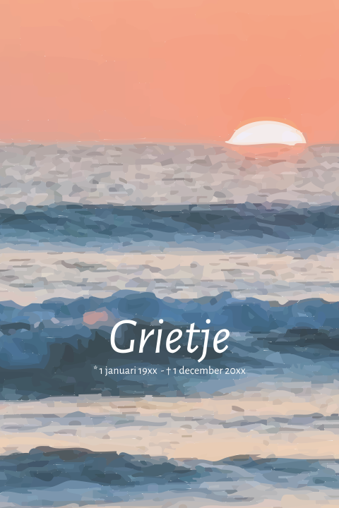 Rouwkaart man of vrouw met zee aquarel zonsondergang 