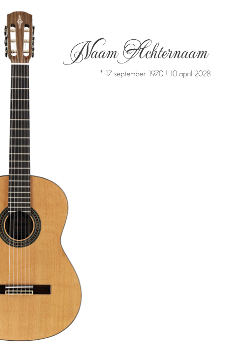 Gitaar rouwkaart man of vrouw met foto gitaar