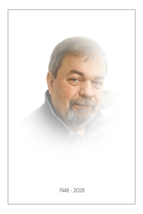 Klassieke rouwkaart met foto vervaagde foto