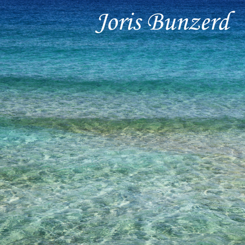 Modern overlijdensbericht met blauwe abstracte zee