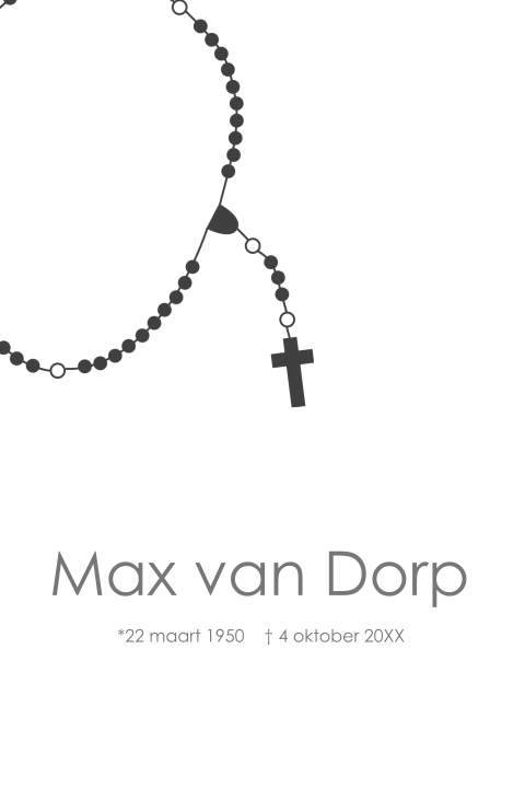 Rouwkaart met bidsnoer rozenkrans