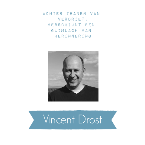 Trendy bedankkaart blauw label en eigen foto