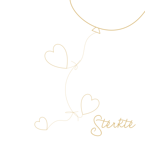 Sterkte kaartje voor een kindje met hartjes en ballon