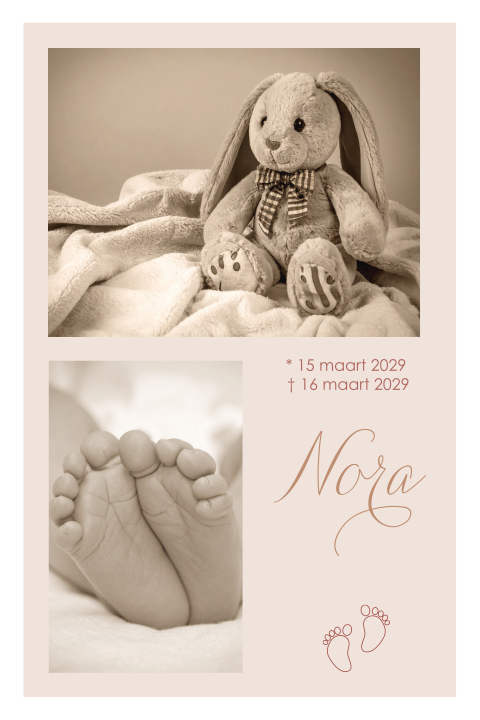 Rouwkaart baby kindje met foto collage