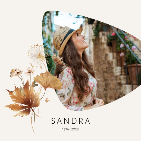 Rouwkaart met bladeren en paardenbloem