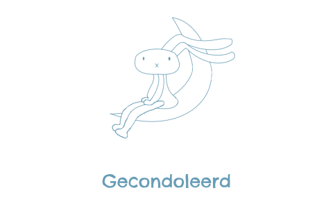 Gecondoleerd kaartje kind met konijntje op een maan