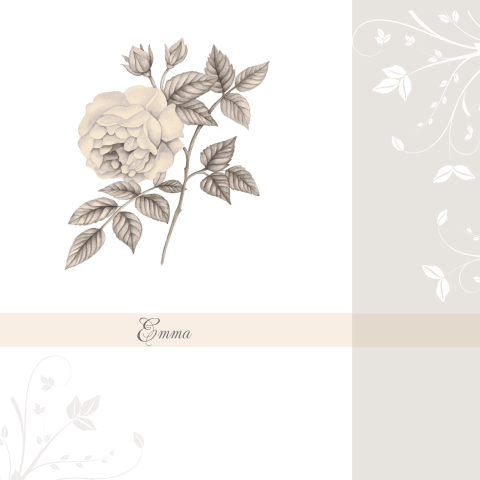 Rouwkaart in vintage sepia zachte kleuren met roos en takjes