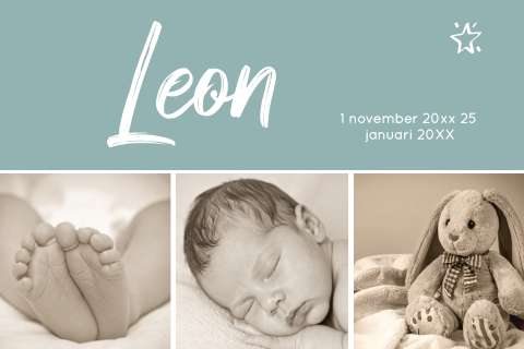 Baby rouwkaartje voor een jongen met foto collage