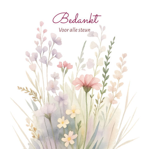 Bedankkaart vrouw modern met waterverf bloemen