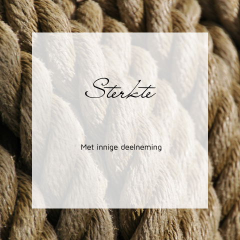 Met innige deelneming kaart bruin touw met wit kader