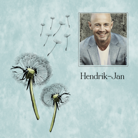 Rouwkaart paardenbloem foto groen blauw