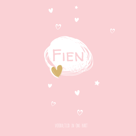 Rouwkaart kind meisje roze sterren en hartjes