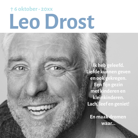 Trendy rouwkaart stijlvol ontwerp met foto