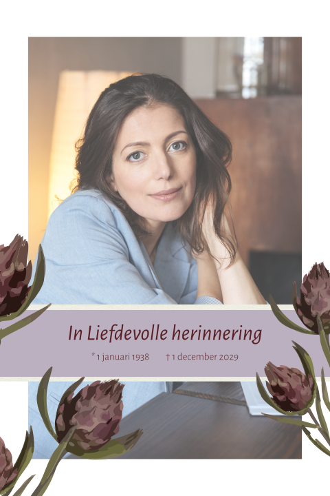 Bedankkaart rouw met artisjokken en foto