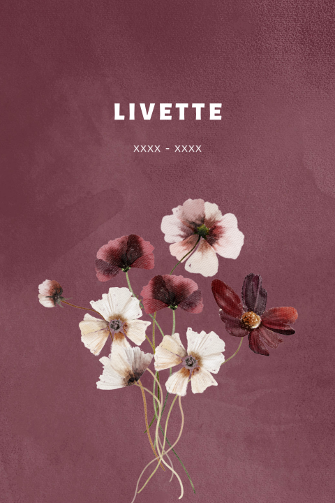 Bidprentje voor een vrouw in velvet look terra bloemen