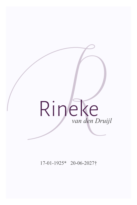 Minimalistische rouwkaart met naam