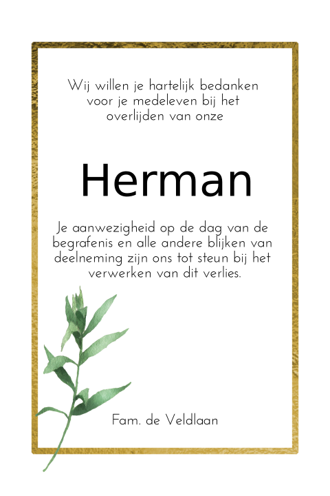 Bedankkaart groen takje