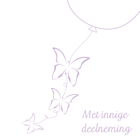 Met innige deelneming kaart voor een kindje met vlinders