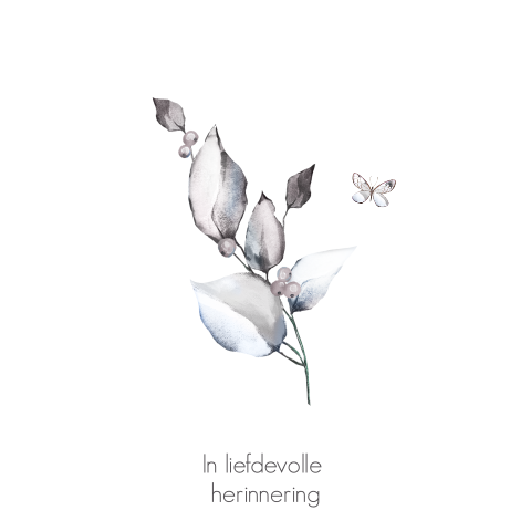 Bedankkaart met paarse tak en vlinder