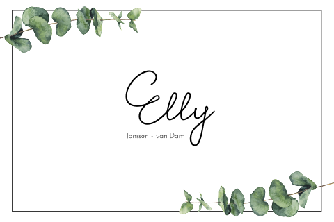 Rouwkaart met rouwrand en eucalyptus takjes