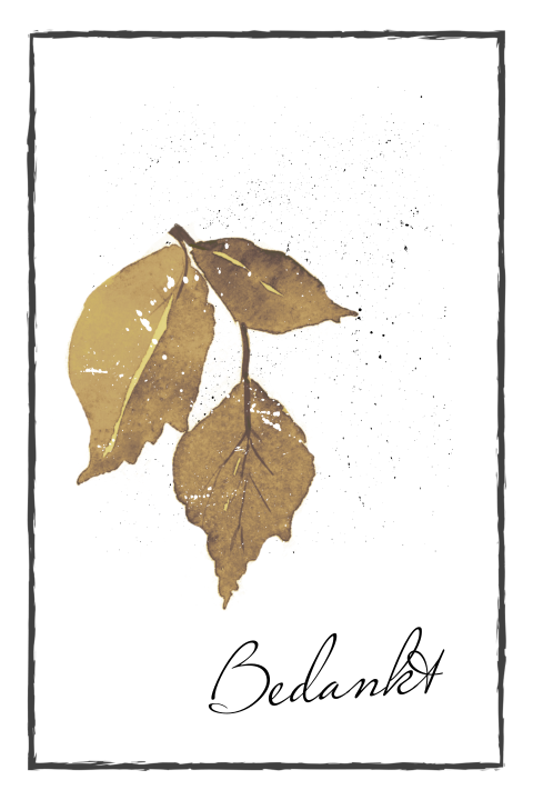 Bedankkaart met kader en herfstblad