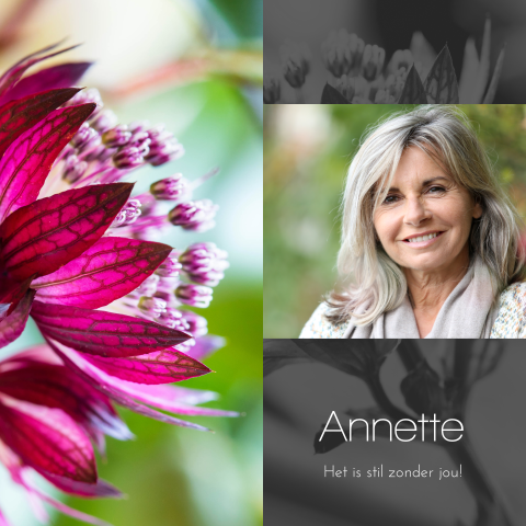 Rouwkaart stijlvol modern met portret foto